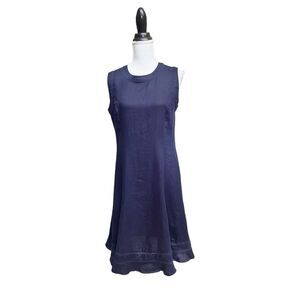 Navy blue linen sleeveless dress